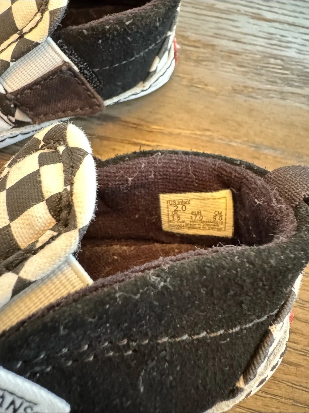 Vans Baby Checkerboard Slip-On Shoes - Black & White